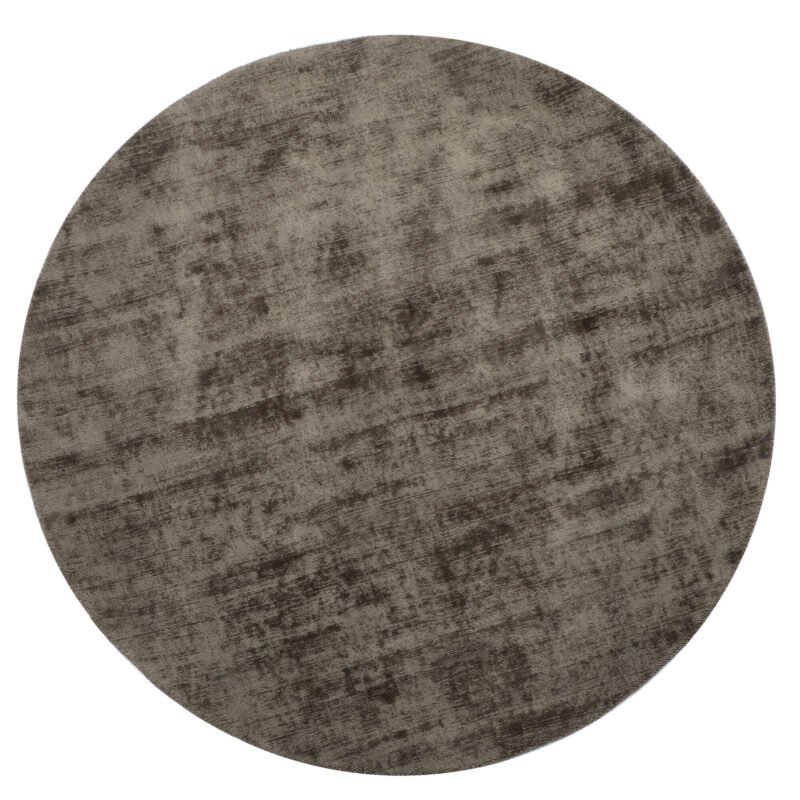 Runder handgefertigter Viskoseteppich in Grau Greige
