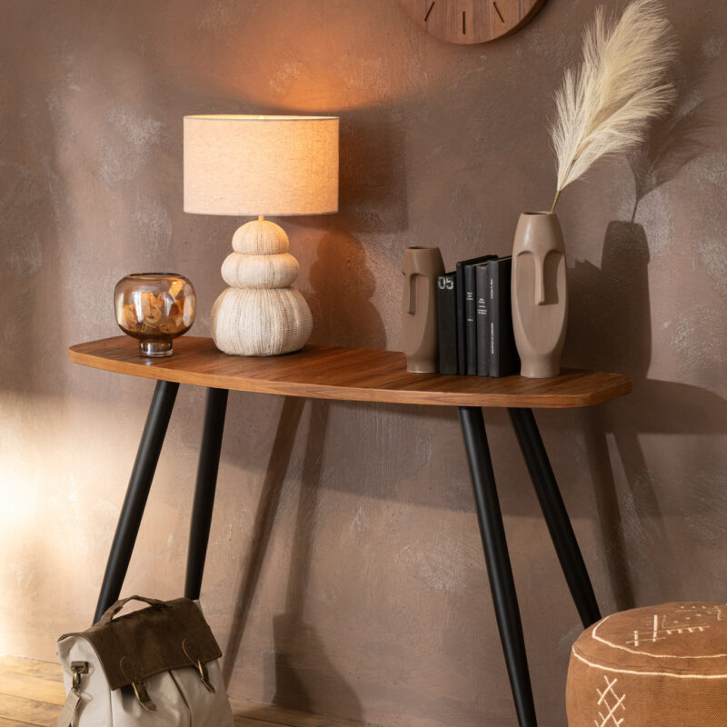 Runder Teppich aus brauner Viskose