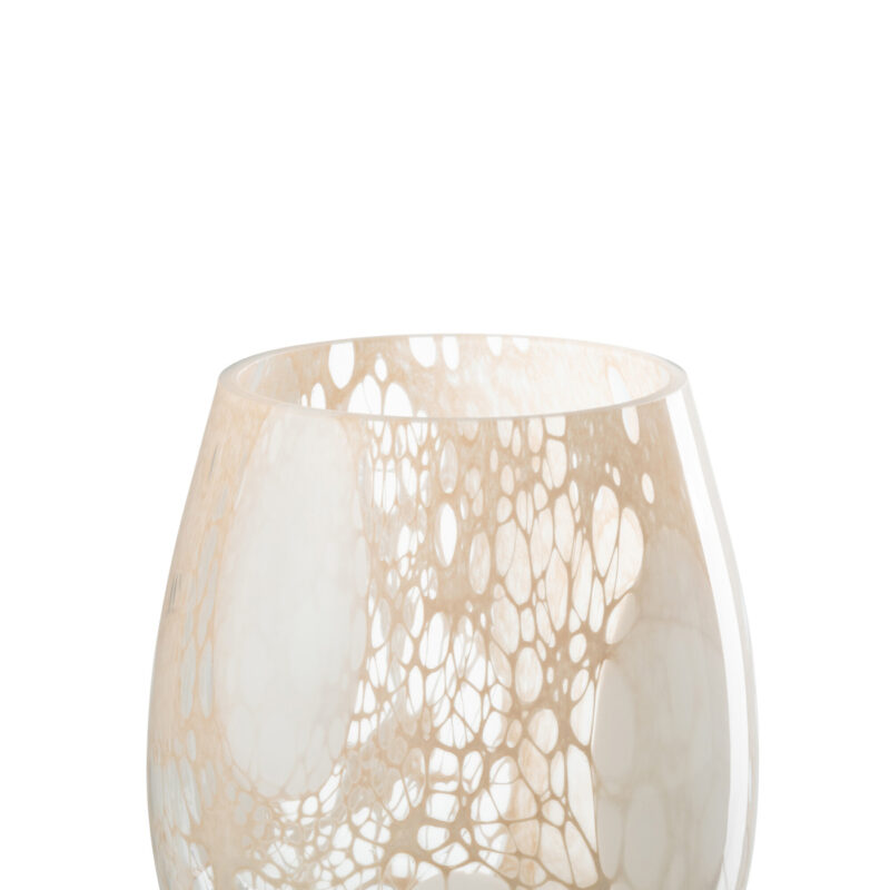 Teelichthalter aus Glas in Beige Weiß