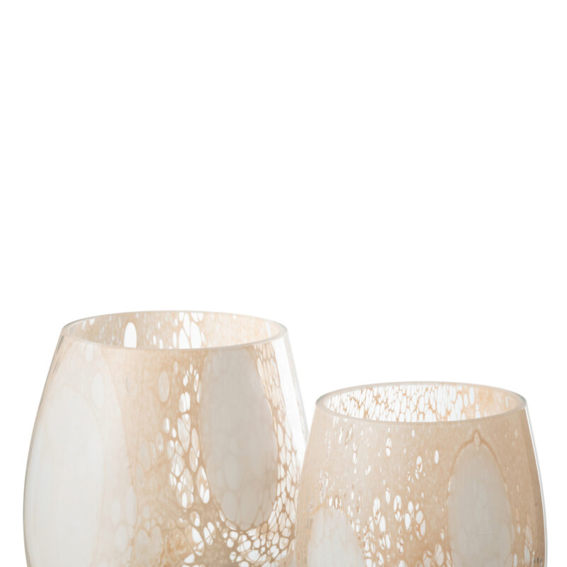 Teelichthalter aus Glas in Beige Weiß