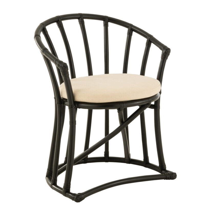 Stuhl mit Kissen aus Rattan