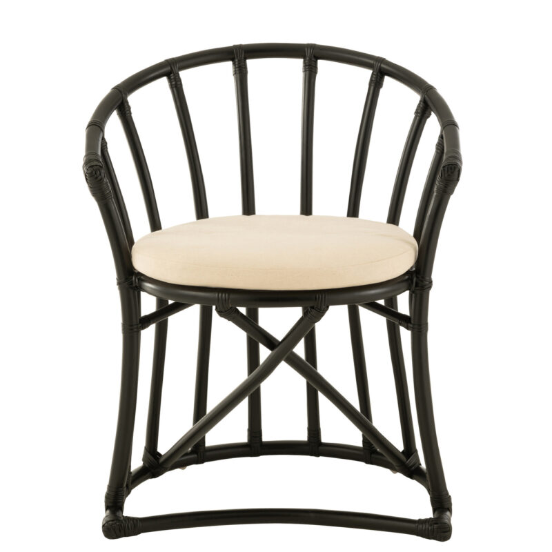 Stuhl mit Kissen aus Rattan