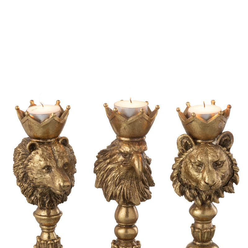 Kerzenhalter Krone im 3er Set mit Tiermotiven