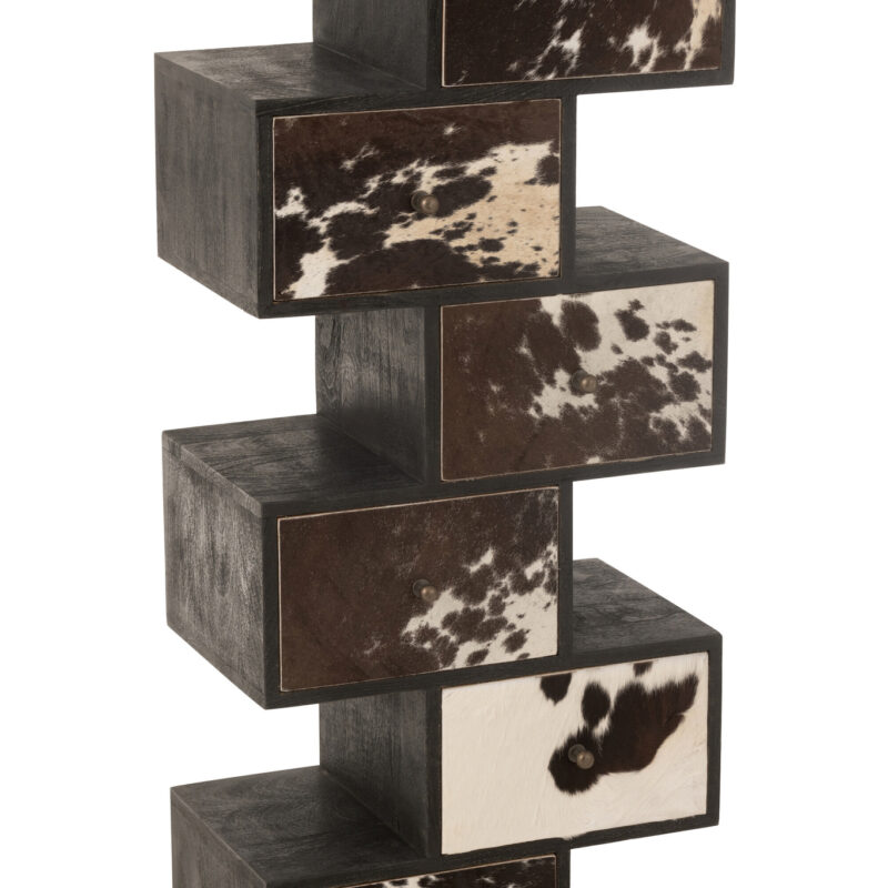 Regal Cow aus Mangoholz mit Fellbesatz