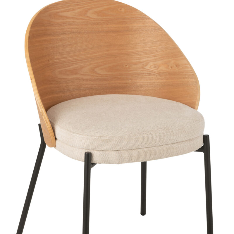 Stuhl Lone aus Sperrholz und Metall in Natur Beige