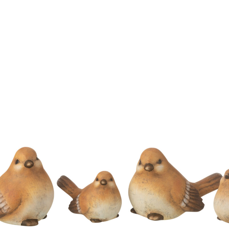 Vogel-Set aus braunem Porzellan, 2-teilig