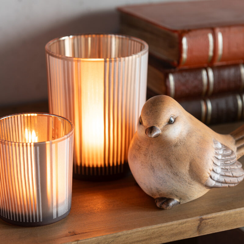 Vogel-Set aus braunem Porzellan, 2-teilig