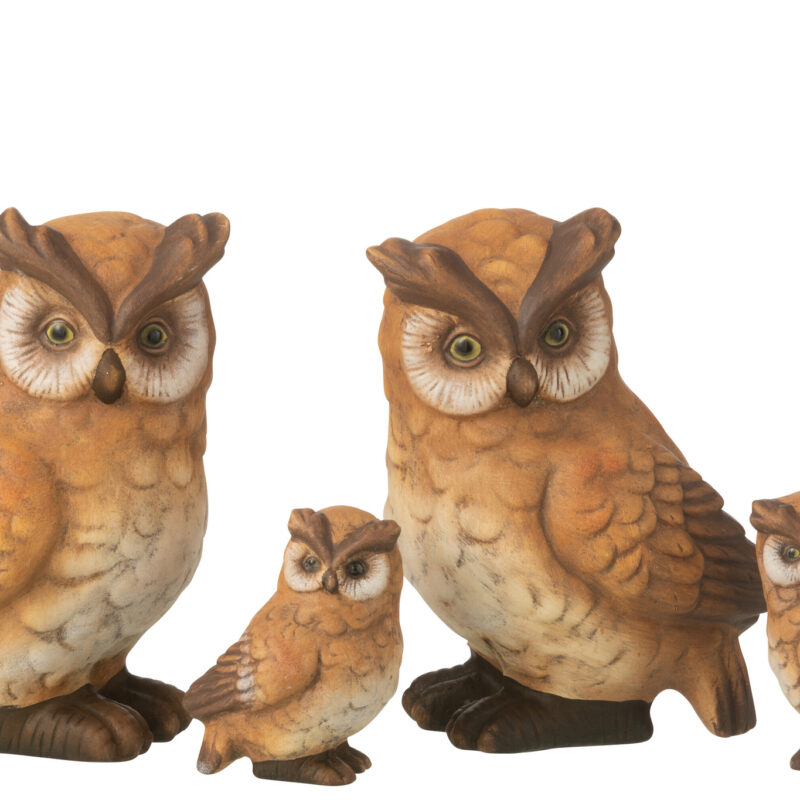 Set aus zwei Porzellan-Eulen in Braun