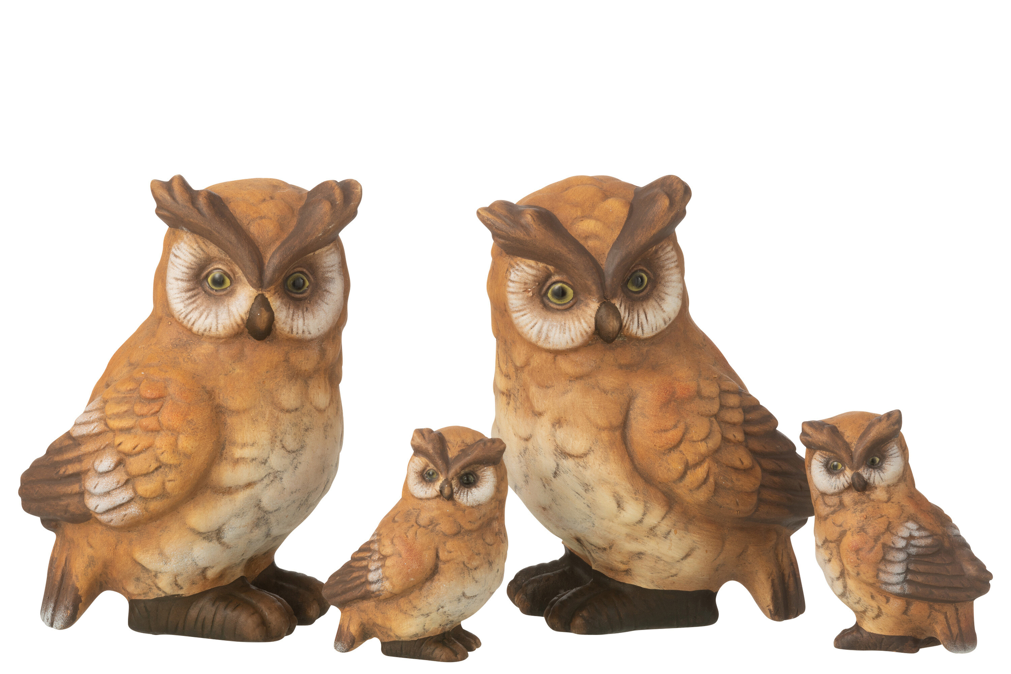 Set aus zwei Porzellan-Eulen in Braun