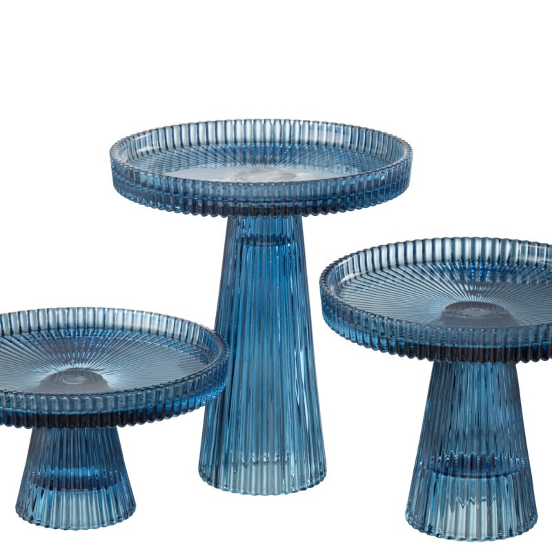 Tortenplatten Set Nelly 3-teilig Glas blau