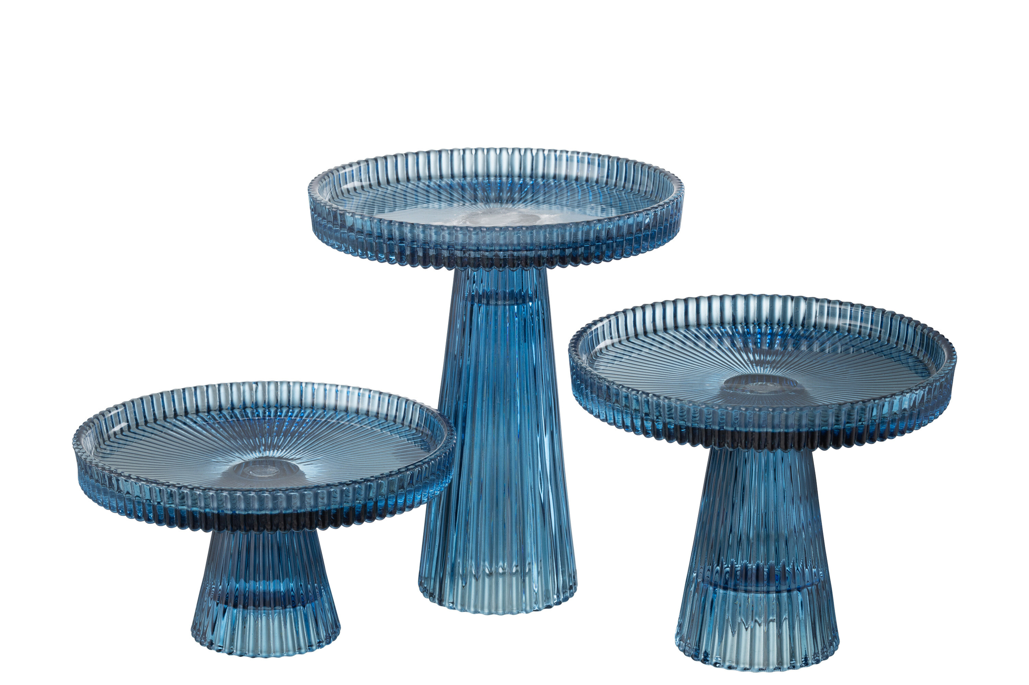 Tortenplatten Set Nelly 3-teilig Glas blau