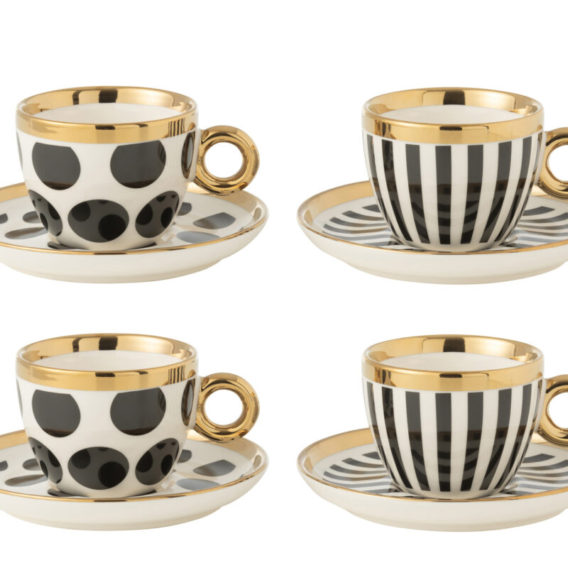 Geschenkbox 4 Tassen mit Untertassen Farbmix