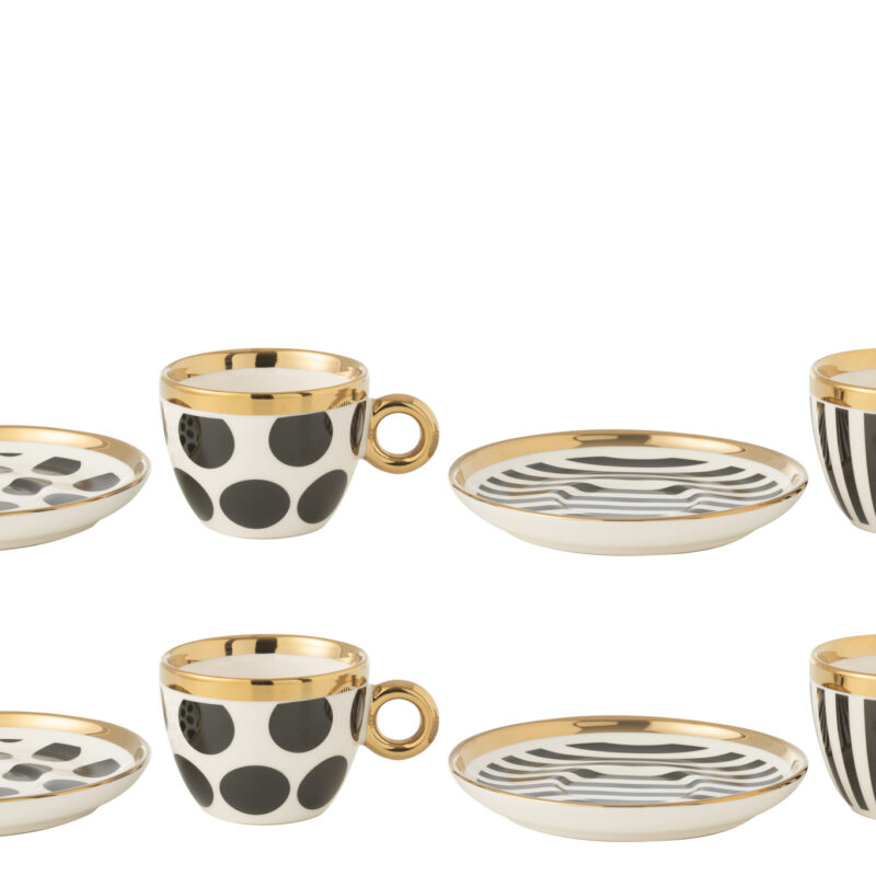 Geschenkbox 4 Tassen mit Untertassen Farbmix