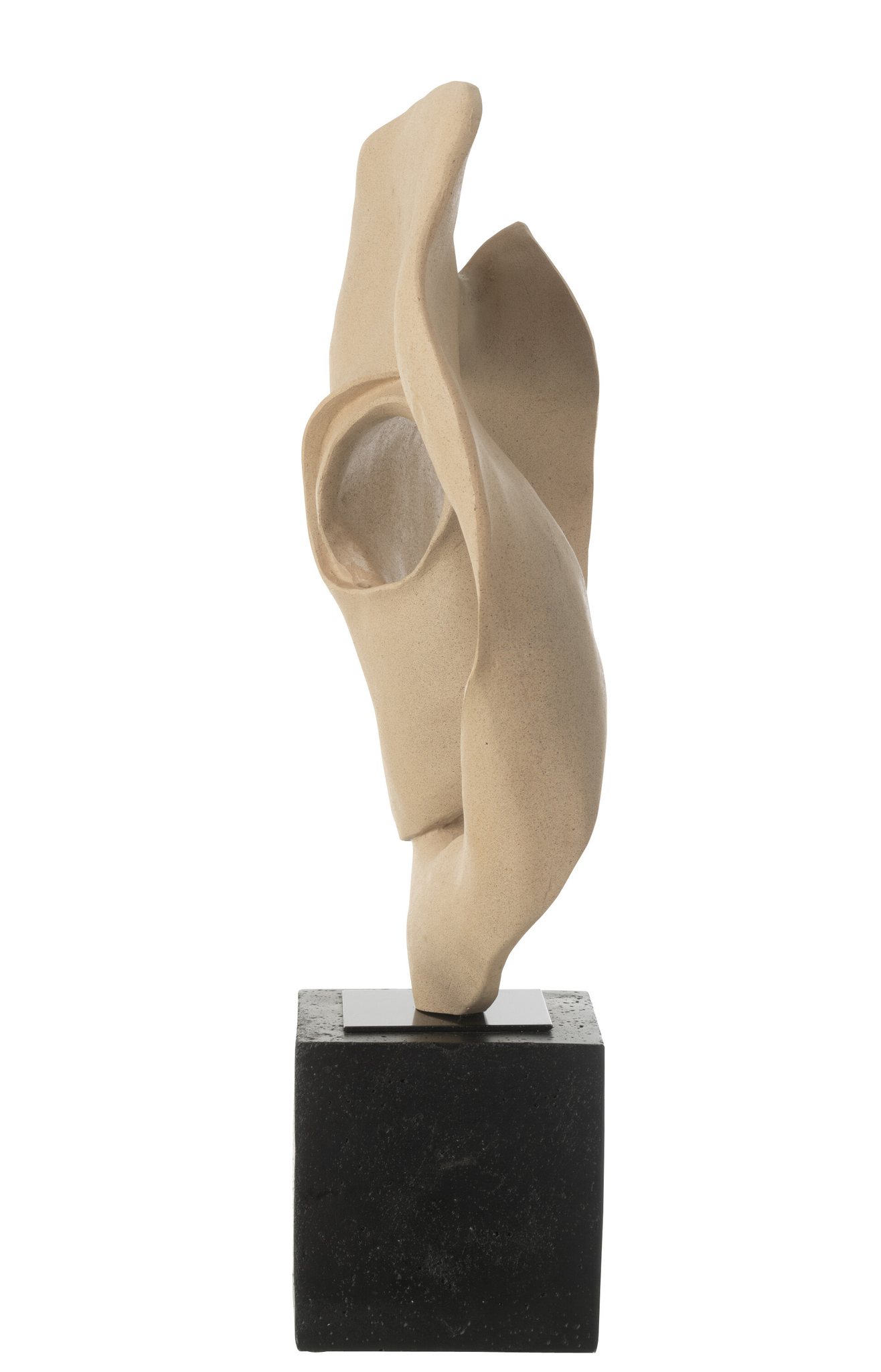 Abstrakte Skulptur auf Sockel aus Harz in Beige und Schwarz – Bild 2