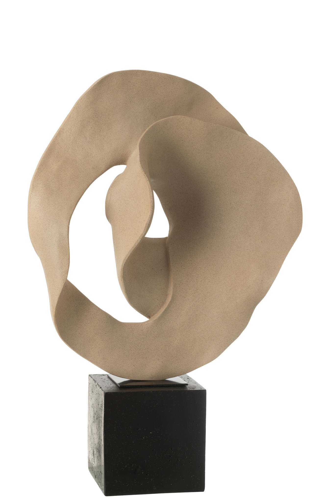 Abstrakte Skulptur auf Sockel aus Harz in Beige und Schwarz – Bild 5