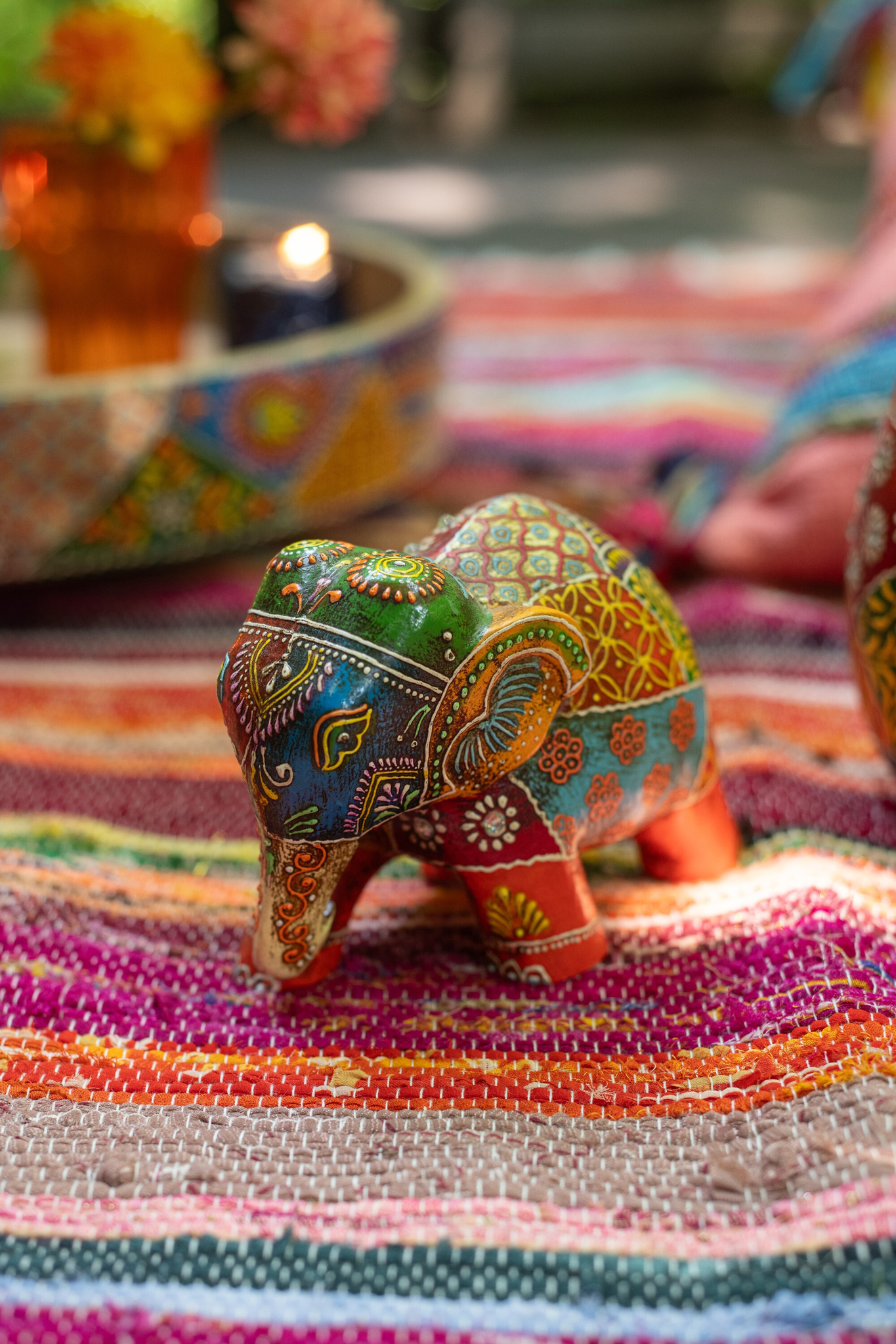 Elefantenfiguren-Set Delhi aus Mangoholz, 4-teilig