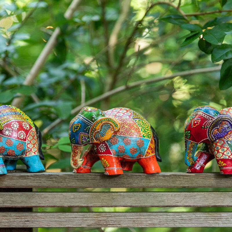 Elefantenfiguren-Set Delhi aus Mangoholz, 4-teilig