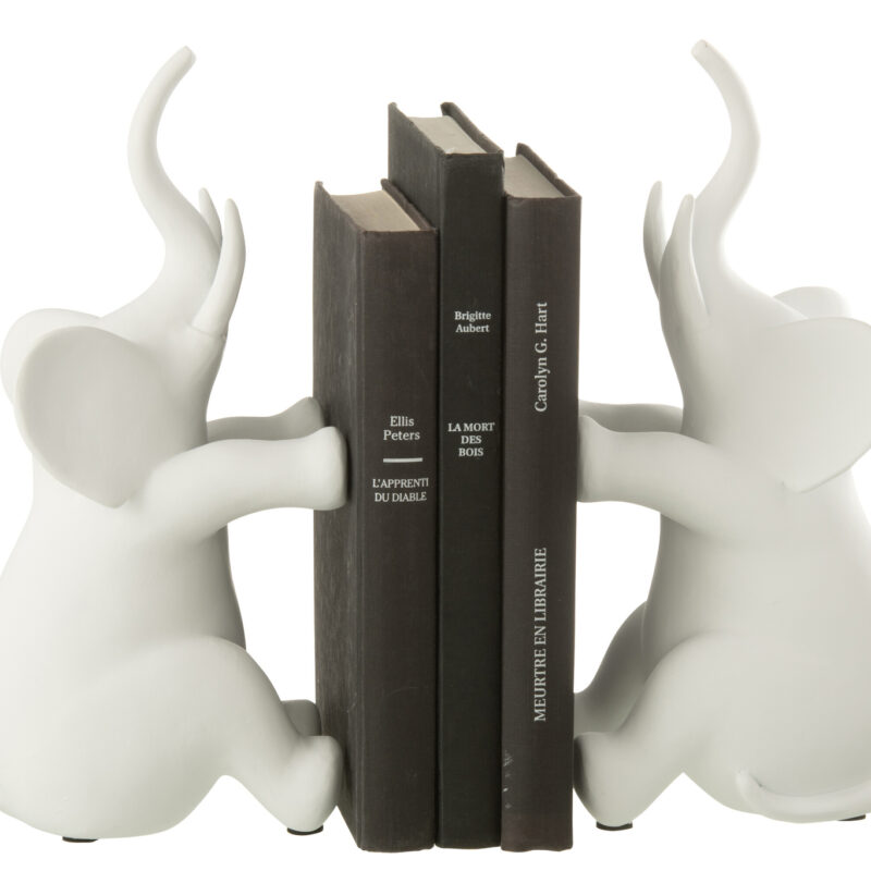Buchstützen Set Elefant weiß