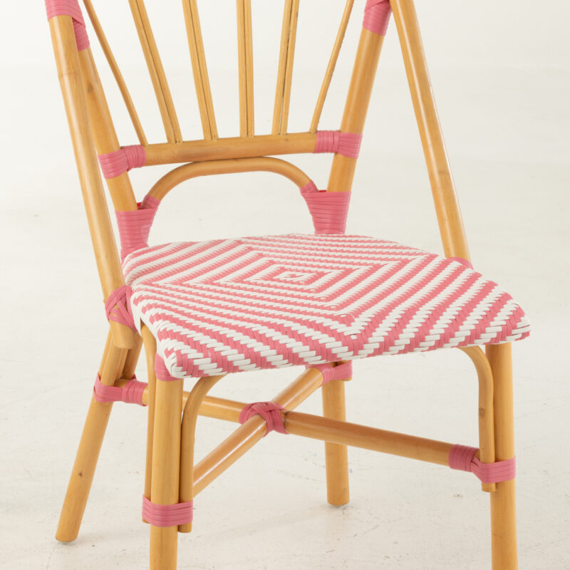 Esszimmerstuhl aus Rattan in Pink Weiß