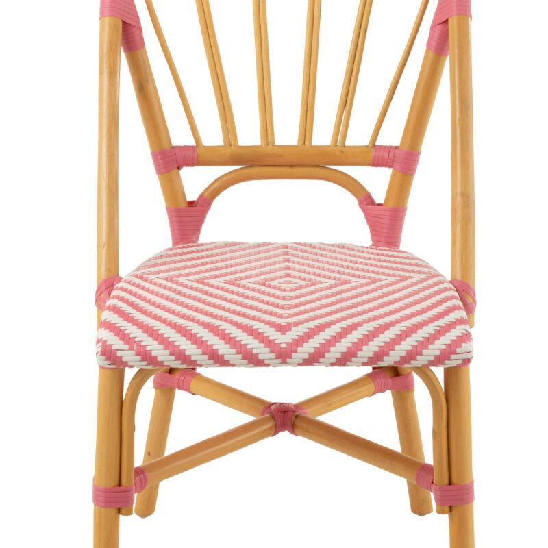 Esszimmerstuhl aus Rattan in Pink Weiß