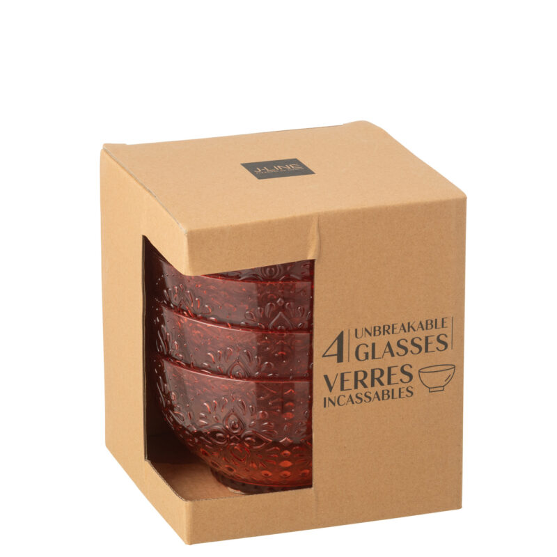 Set 4 Acrylschalen rot