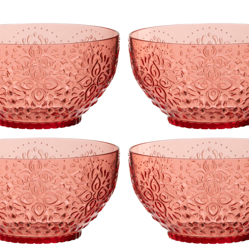 Set 4 Acrylschalen rot
