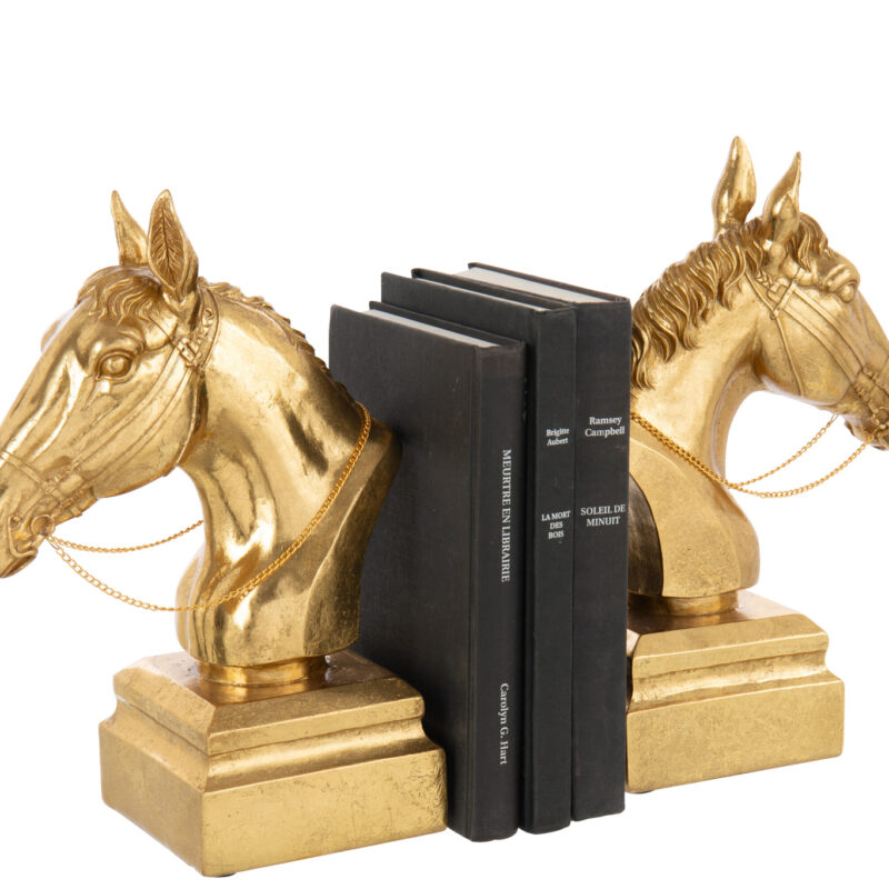 Buchstützen Set Pferdekopf gold