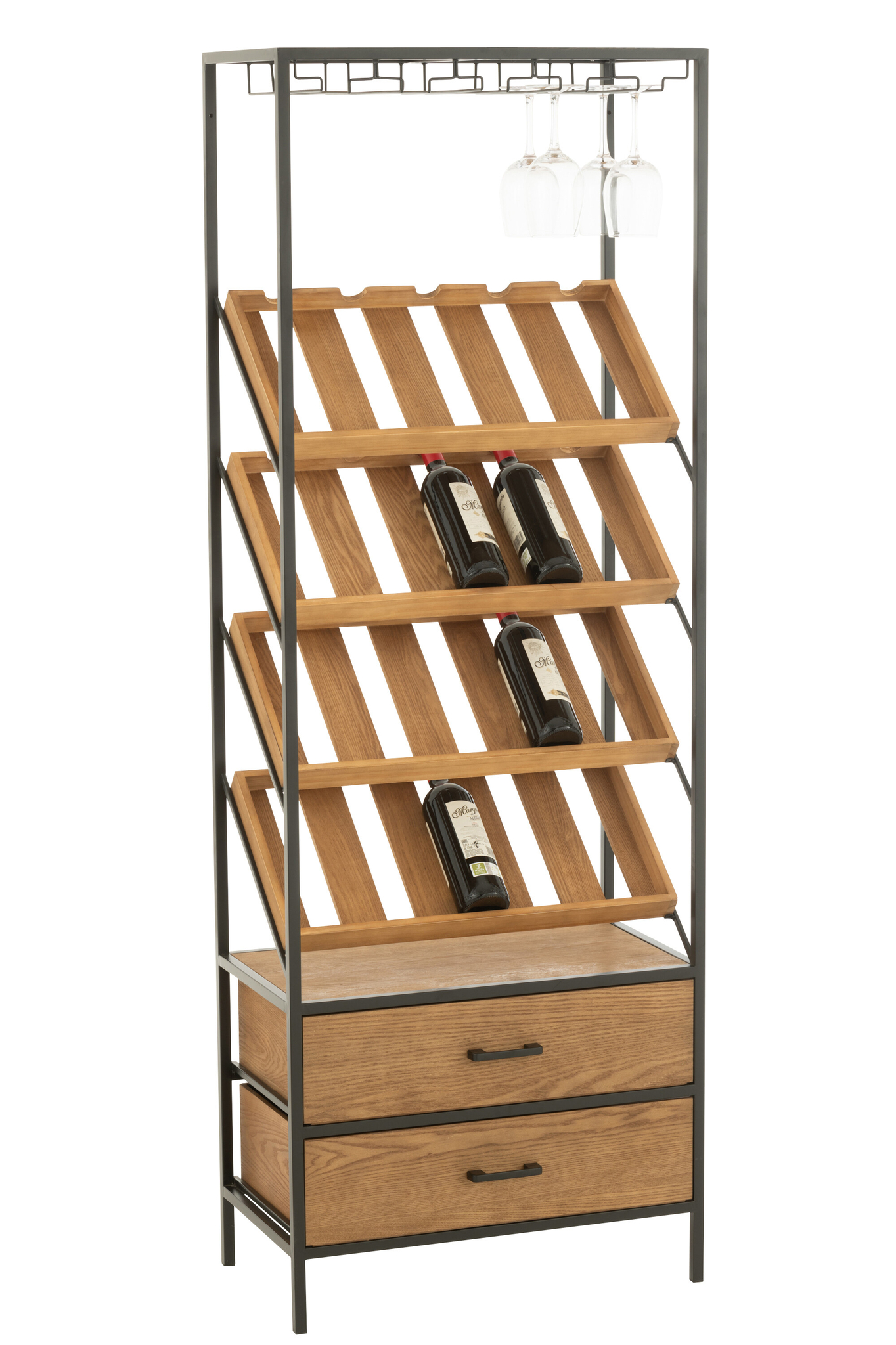 Großer Wein- und Bar-Schrank in Natur und Schwarz – Bild 4