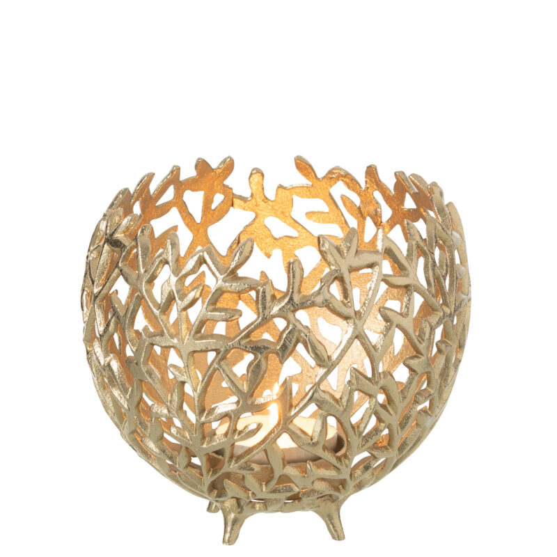 Eleganter Kerzenhalter Blatt in Gold