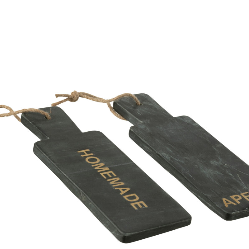 Käsebrett Set aus schwarzem Marmor mit goldenen Akzenten