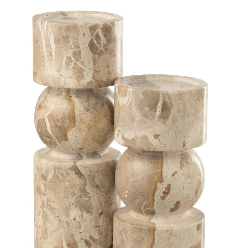 Großer Kerzenhalter aus beigem Marmor