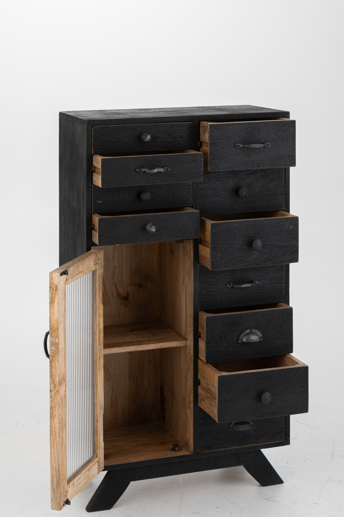 Schrank aus Mangoholz mit Glas – Bild 2