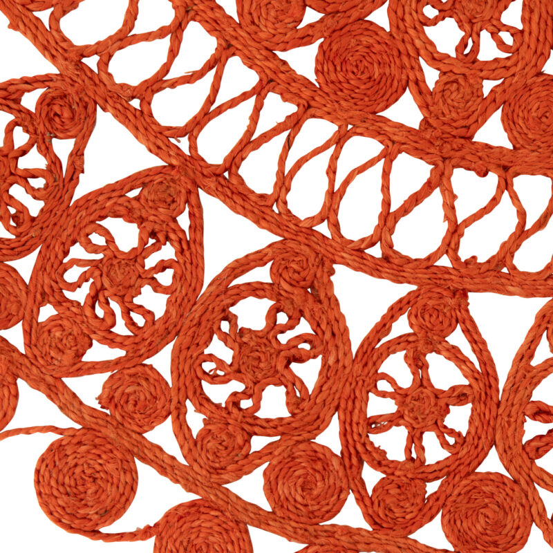 Runder orientalischer Jute Teppich in Dunkelorange