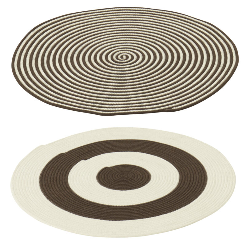2er Set runder gestreifter Teppiche