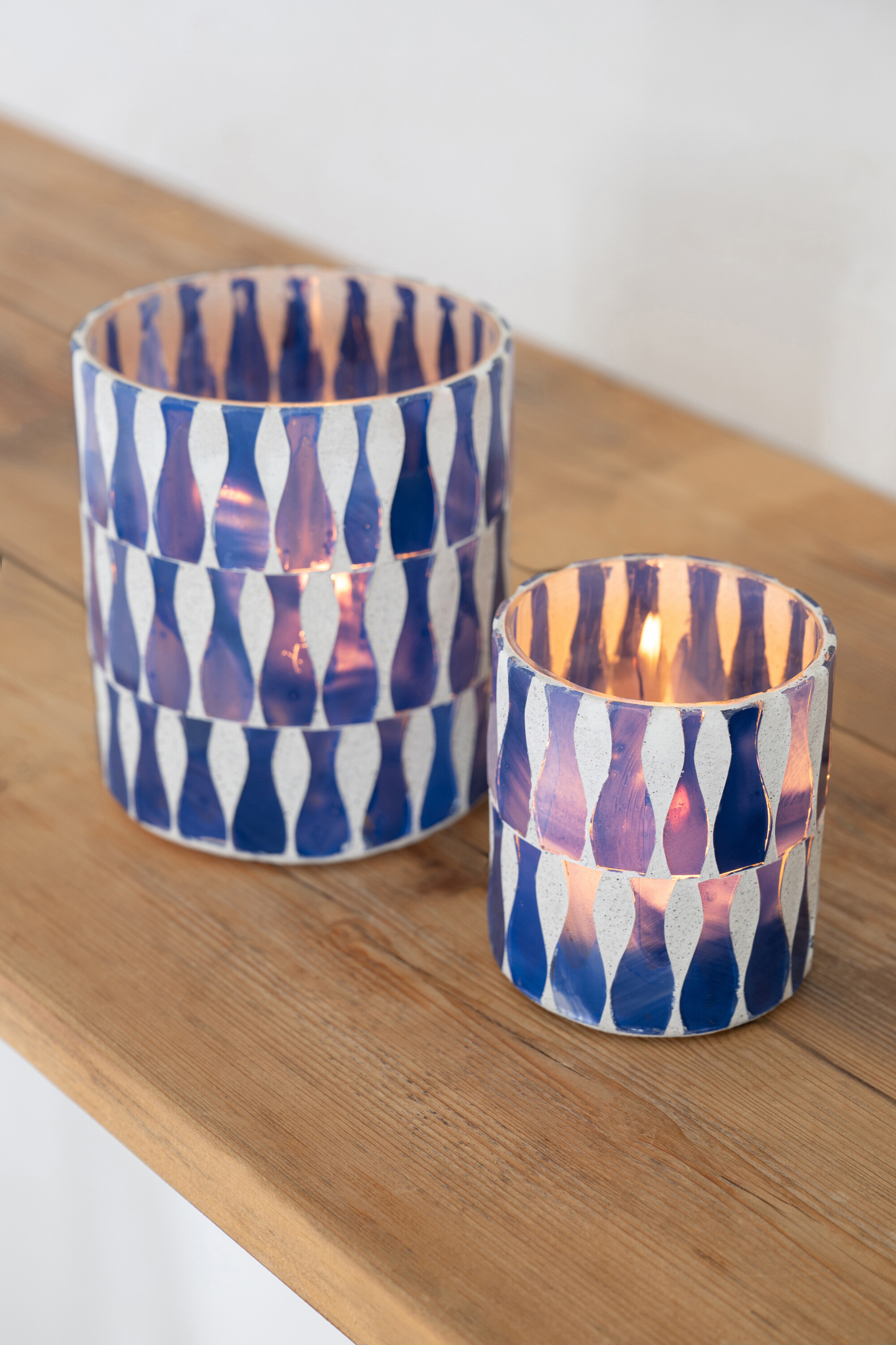 Kerzenhalter Glas mittel blau – Bild 3