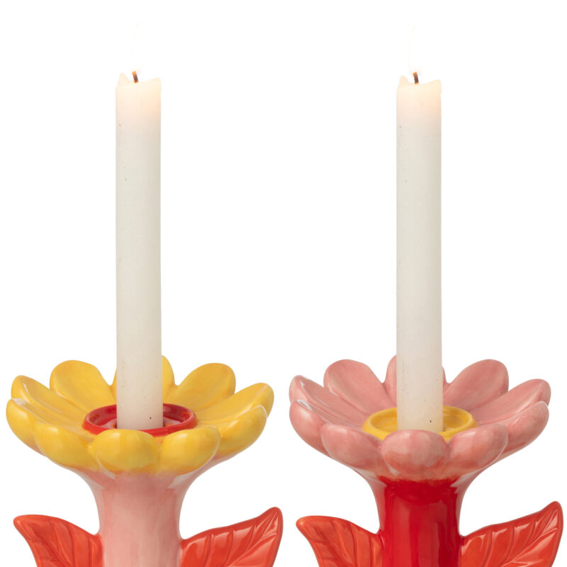 Kerzenhalter Blumen Steingut 2er Set