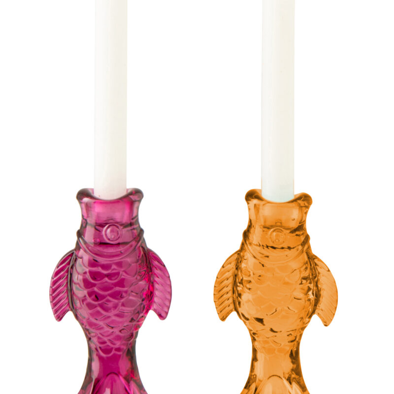 Kerzenhalter Fisch Glas Set 2-teilig