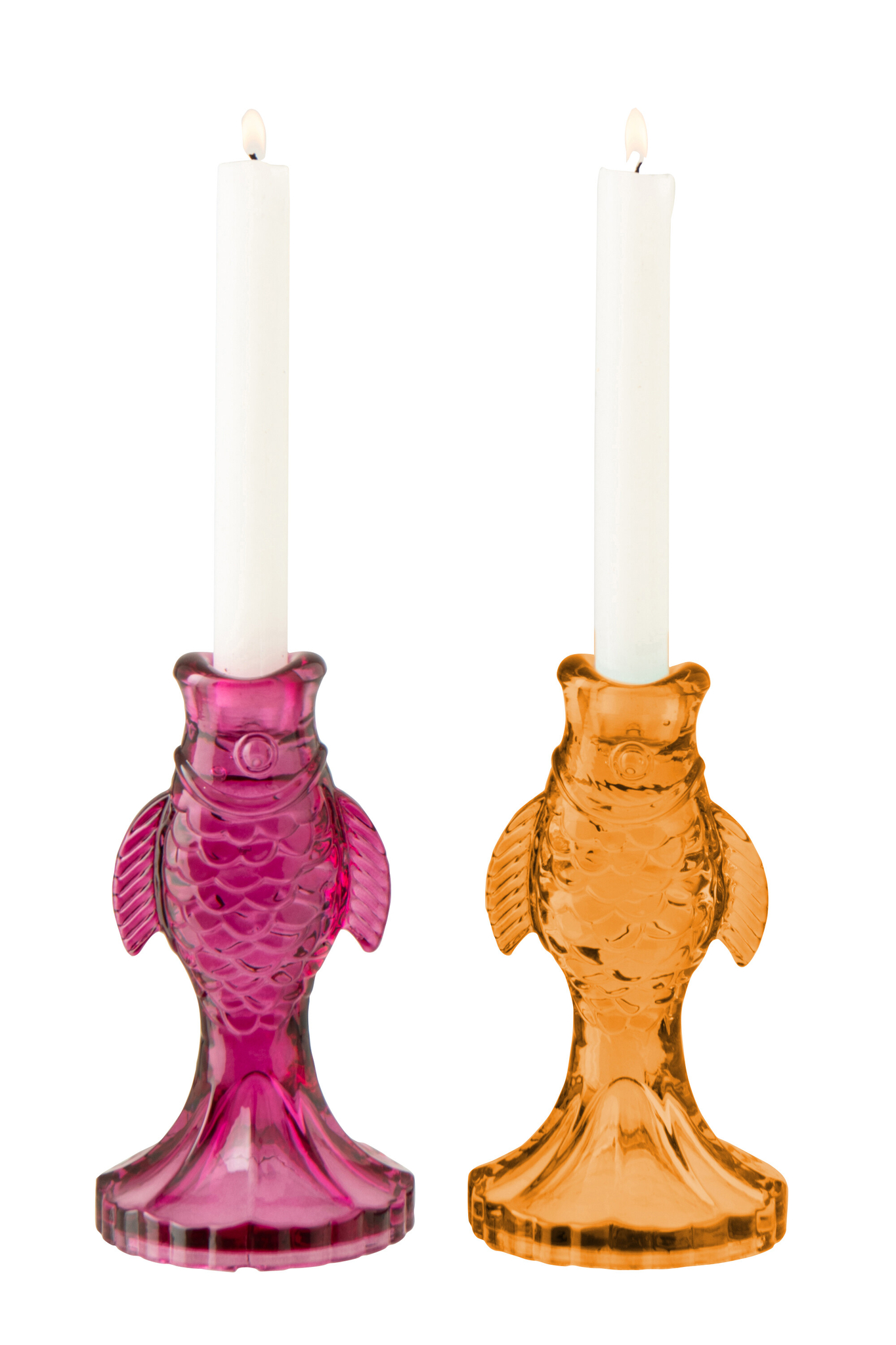 Kerzenhalter Fisch Glas Set 2-teilig