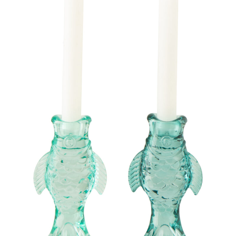 Kerzenhalter Fisch Glas 2er Set