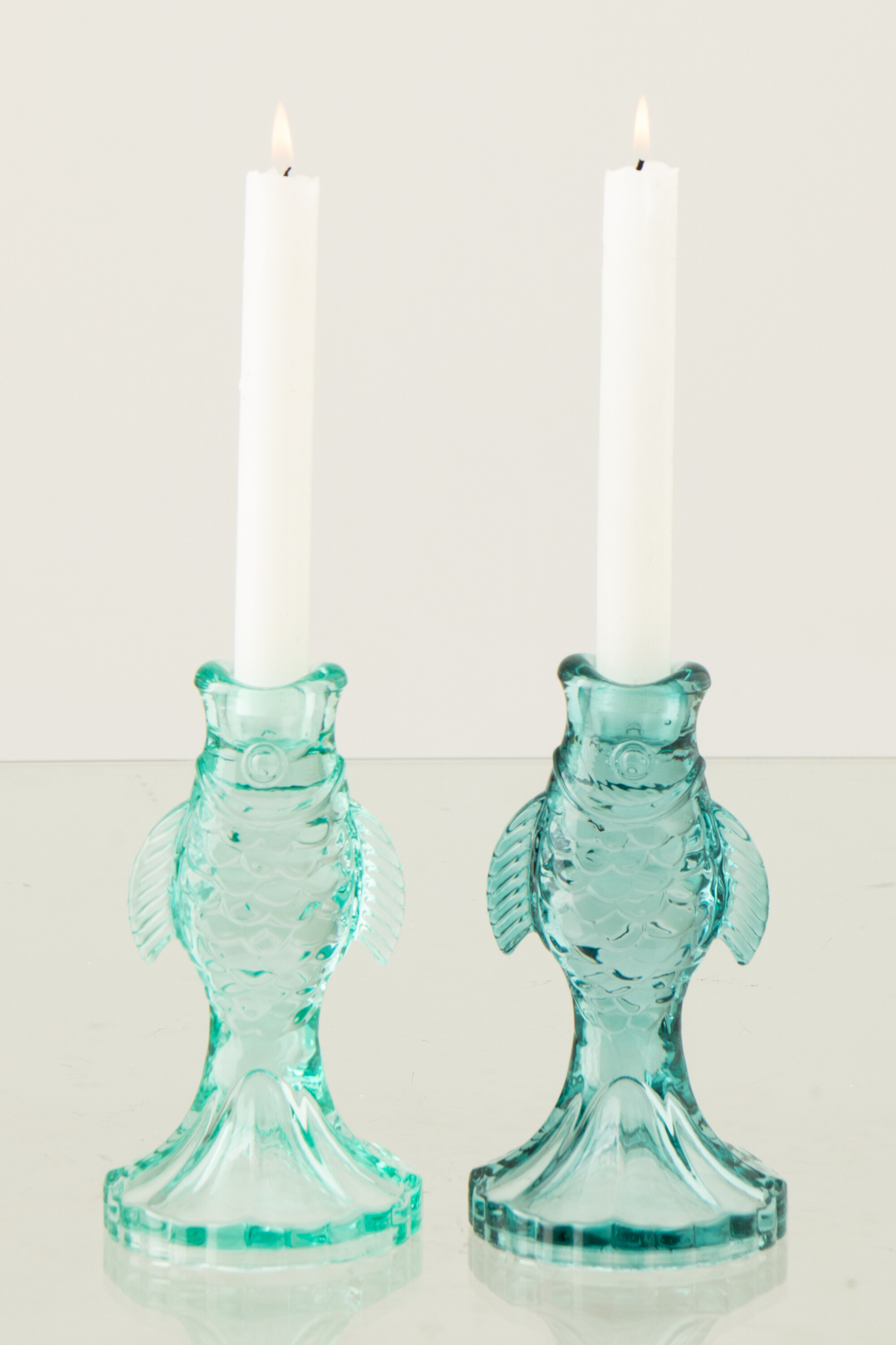 Kerzenhalter Fisch Glas 2er Set – Bild 2