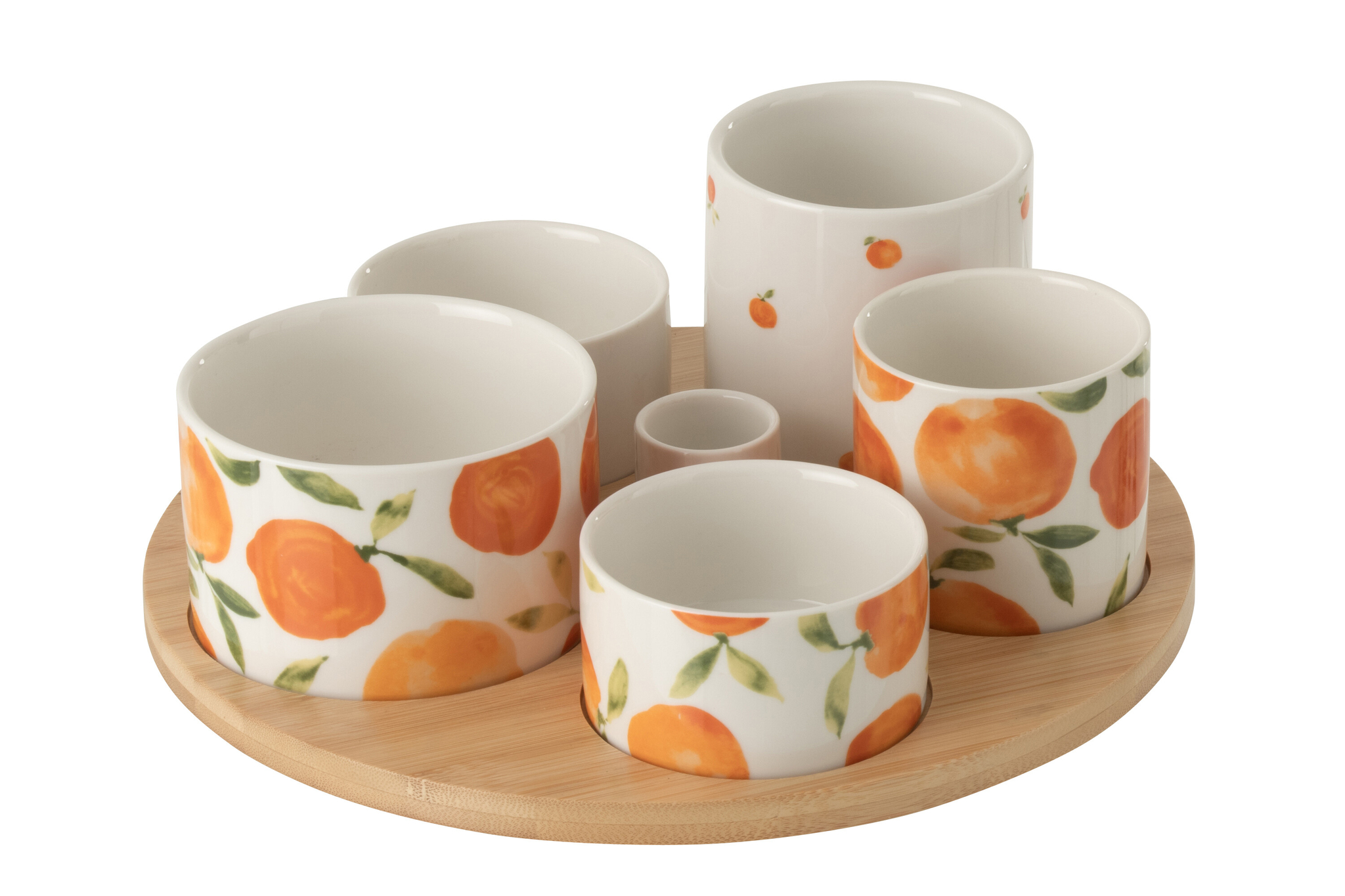 Großes Vorspeisen-Set aus weißer Keramik mit orangefarbenen Akzenten – Bild 3