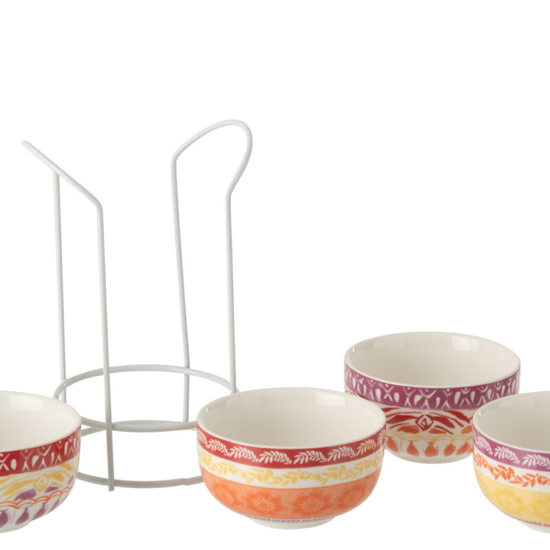 Set 4 Keramikschalen Lila/Rot