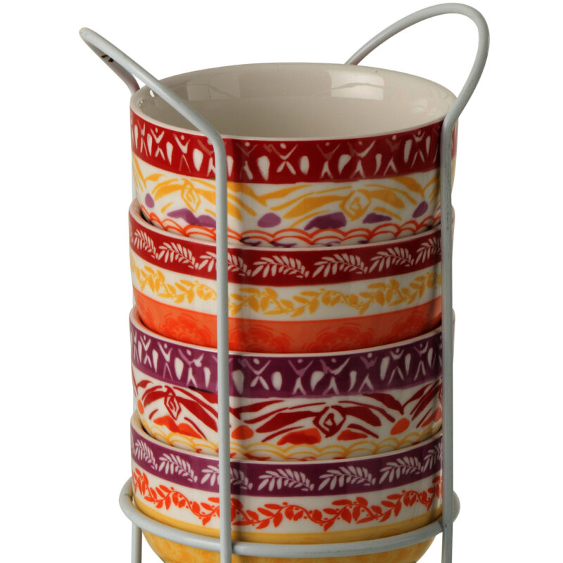 Set 4 Keramikschalen Lila/Rot