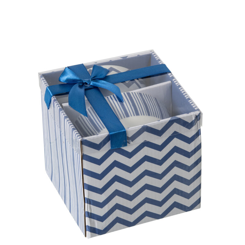 Porzellanschalen Set gestreift Blau/Weiß