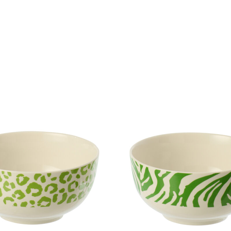 Porzellanschalen Set Leopard/Zebra grün/weiß