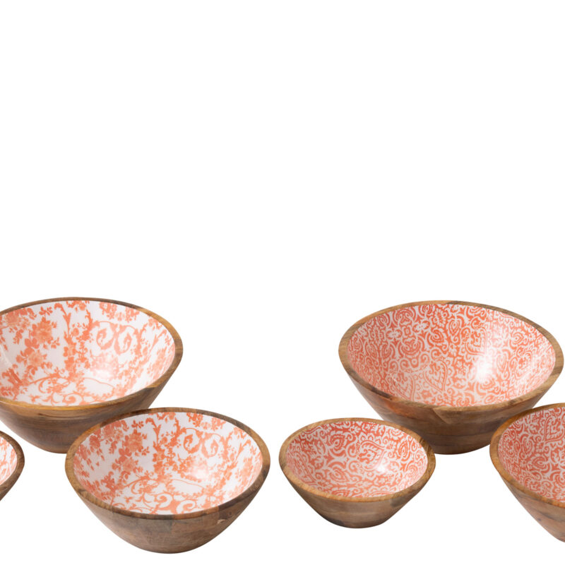 Große Schale Mangoholz Orange/Weiß