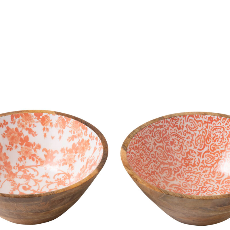 Große Schale Mangoholz Orange/Weiß