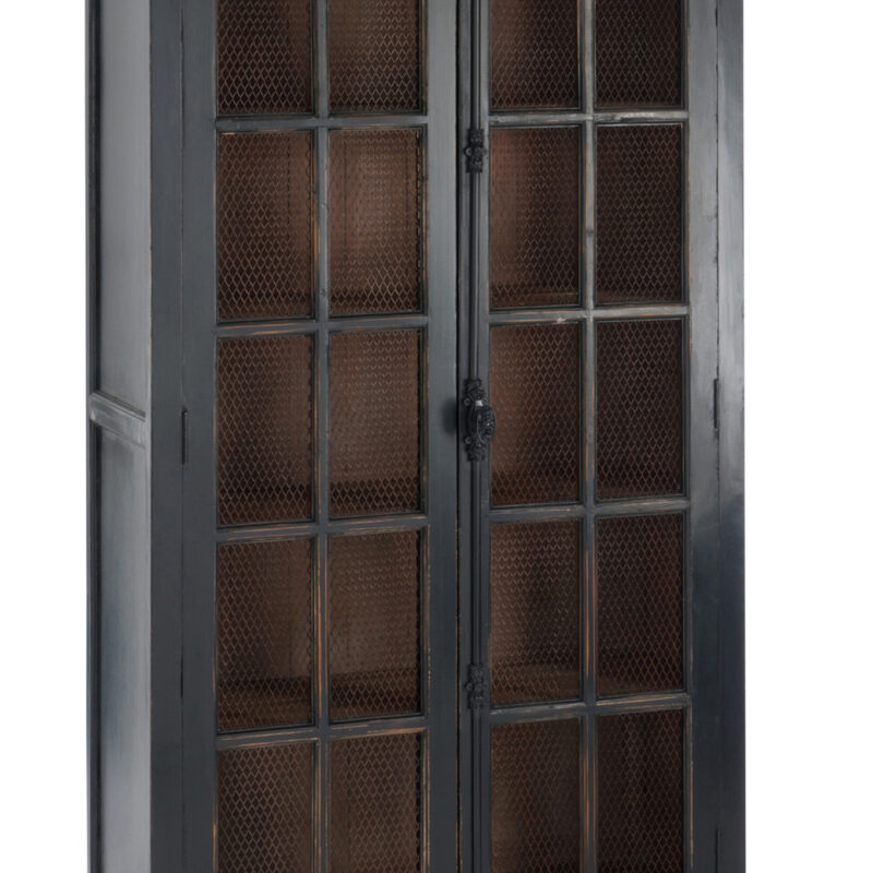 Vitrinenschrank aus Ulmenholz und Metall