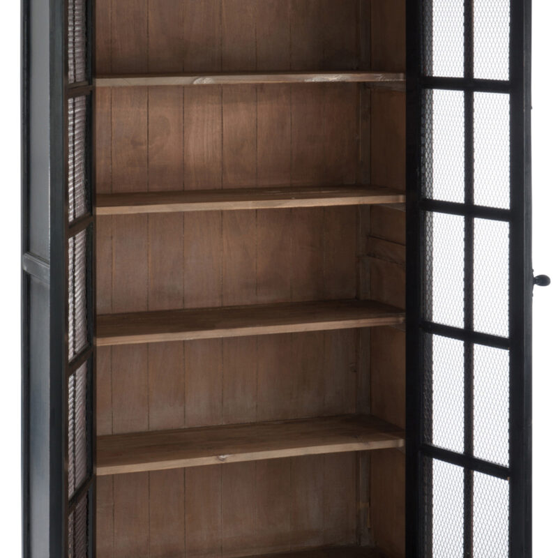 Vitrinenschrank aus Ulmenholz und Metall