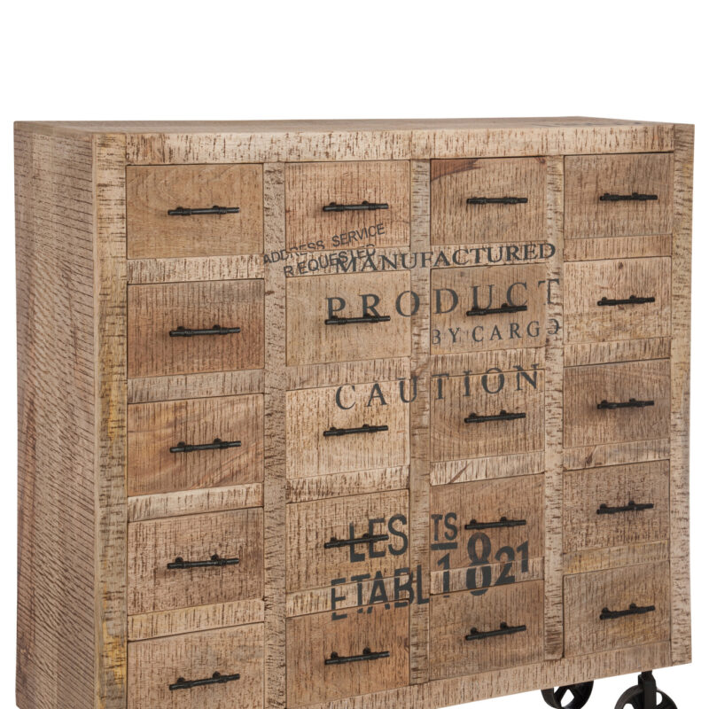 Kommode mit 20 Schubladen aus Mangoholz